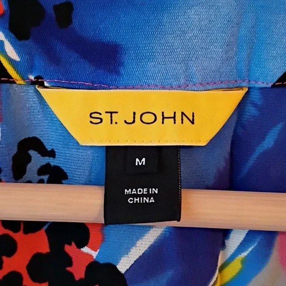 St. John Blue and Red Floral Dress - Picture 2 of 7